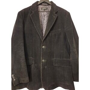 MB STUDIO Men's Charcoal Grey Corduroy Blazer Jacket Paisley Lined size L